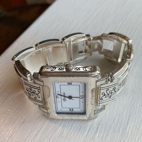 Brighton Dresden silver etched square chunky link watch - Picture 1 of 6